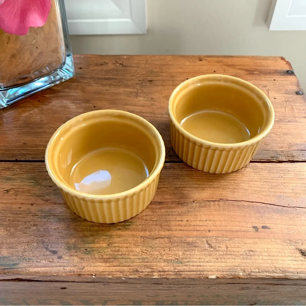 Apilco France SET of 2 Ramekins in Mustard Yellow